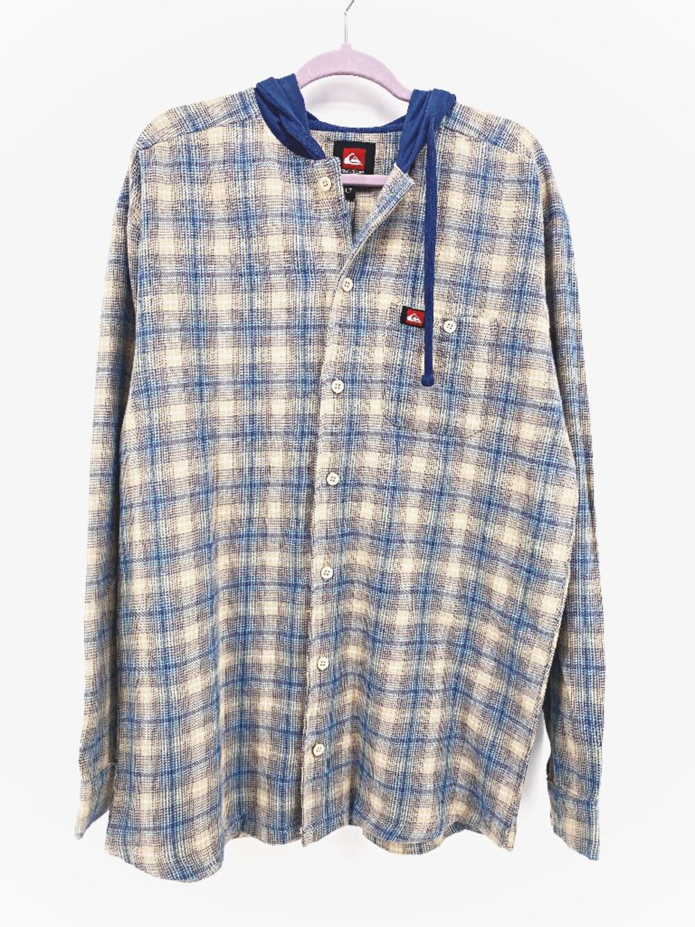 Men's Big & Tall Quiksilver Hooded Plaid Flannel Shirt LT